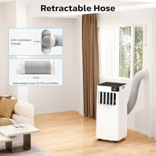 ZAFRO Portable Air Conditioners, 8,000 BTU Portable AC Unit with Cool, Fan & Dry Modes/Fast Cooling/Energy Efficient/Remote Control/24Hrs Timer for Bedroom/Apartments/Indoor Rooms, White