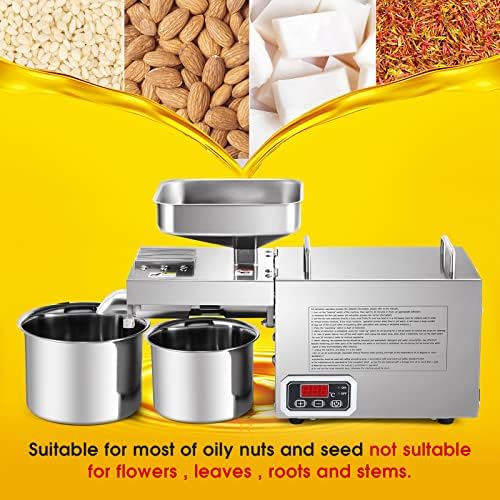 CGOLDENWALL 1500W Commercial Oil Press Machine Oil Extractor Expeller with Intelligent Temperature Controller/Industrial Motor/All Stainless Steel/CE (220V, EU/UK Plug)