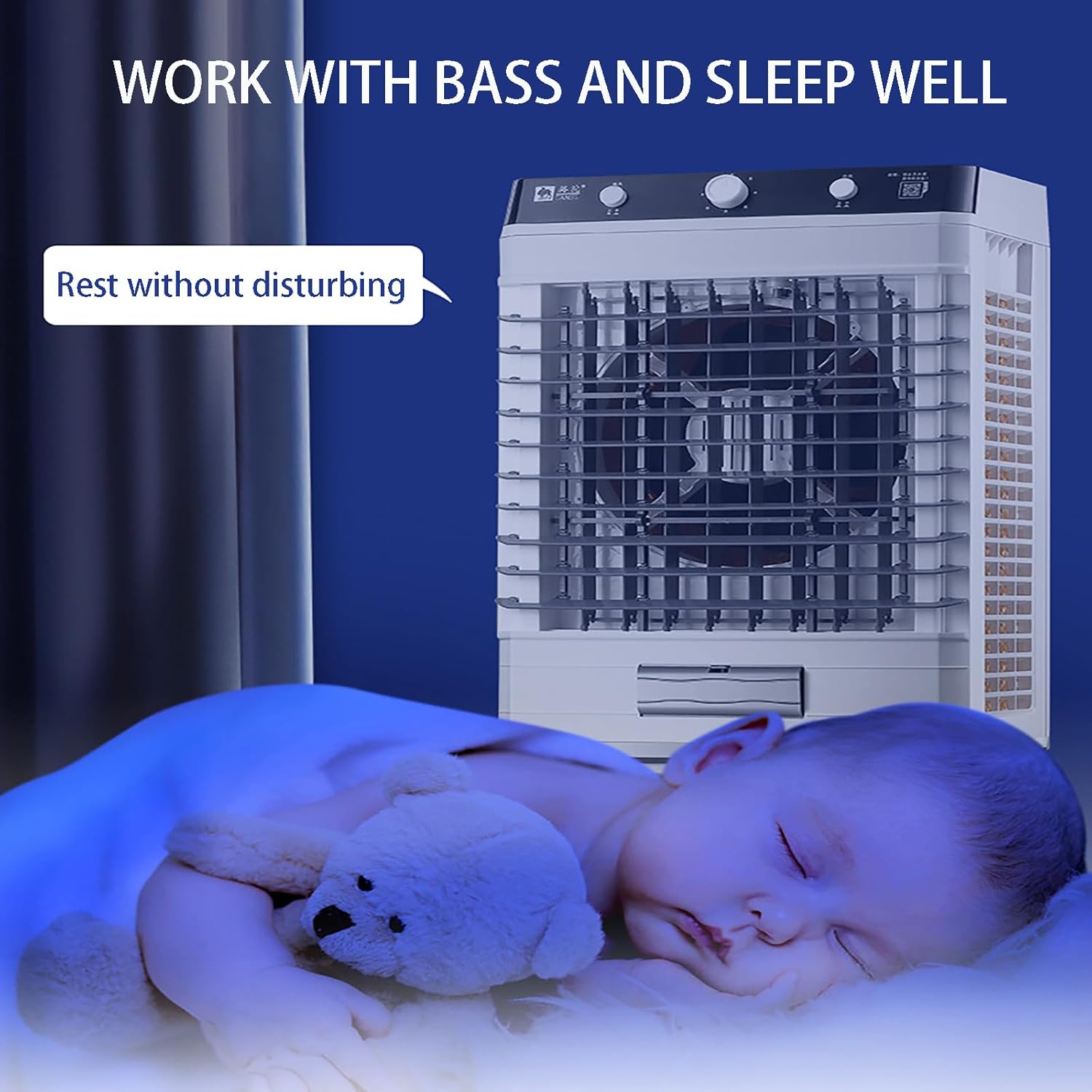 Portable Air Conditioners Portable Evaporative Ai Industrial air Cooler Large Capacity Water Tank 3 Wind Speed Adjustment 120° Free Swing Quiet Operation Gray 20.0in*15.7in*55.1in