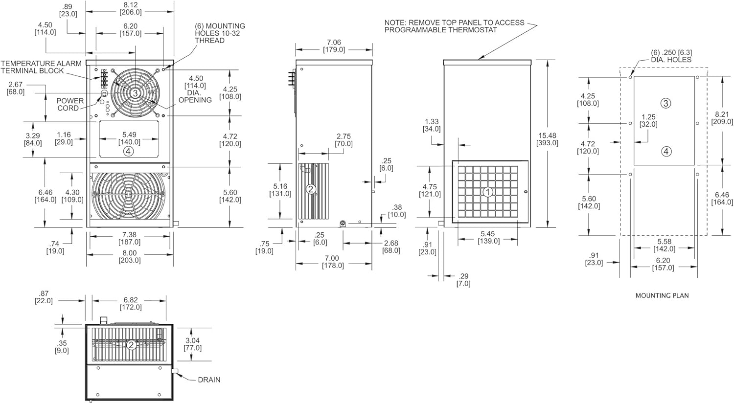 KNA4C1DP15L Enclosure Air Conditioner, 120V, 60Hz, 1160 BTU, NEMA 12, 3R & 4