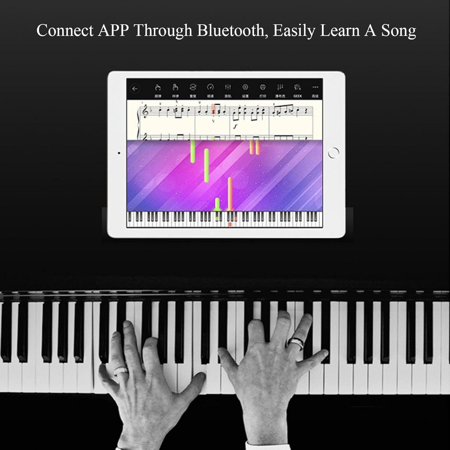 Digital Piano With 88 Hammer Action Weighted Keys Support USB-MIDI & Dual Headphones Electronic Piano For Beginners Professional With Music Stand, Triple Pedal(Beige)