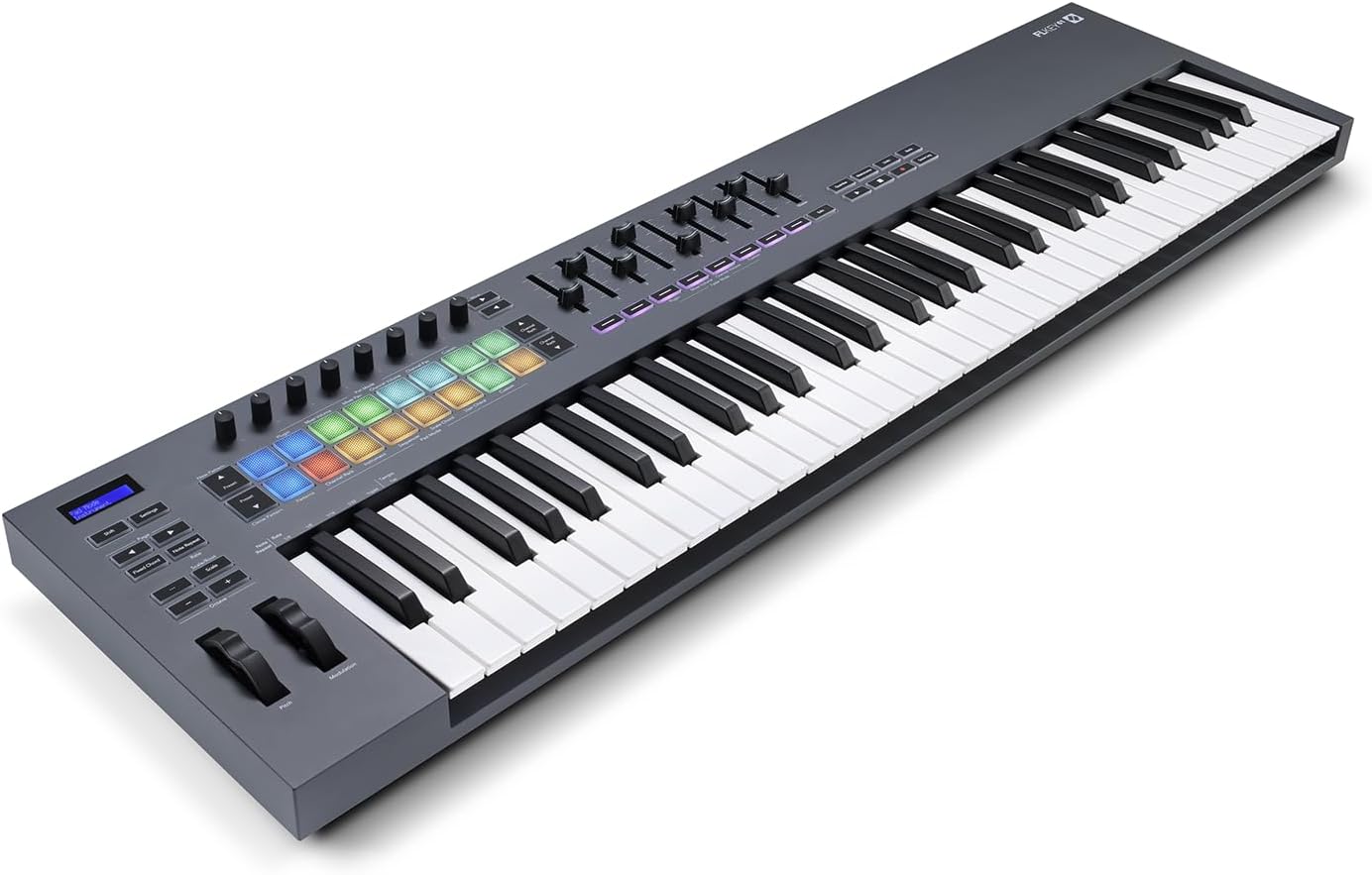 Novation FLkey 61 MIDI Keyboard with FL Studio Integration + RockJam Adjustable Keyboard Stand with Locking Straps