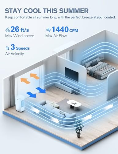 Portable Air Conditioners, 7H Timer for Auto-Off, Swamp Coolers Portable Ac with 70° Oscillation,for Room Bedroom Office, White