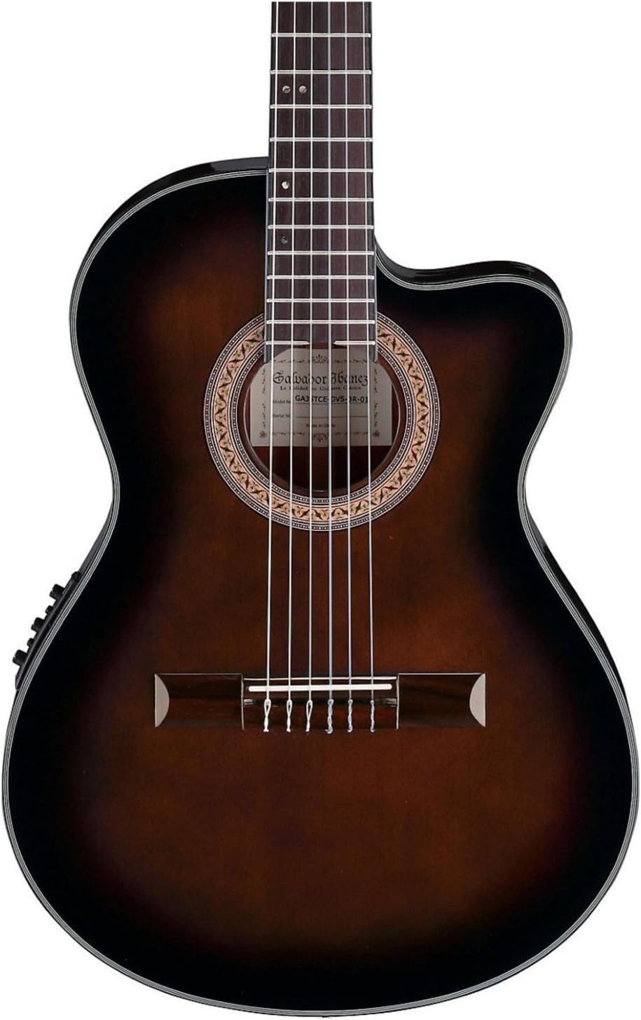 IbanezGA35TCEDVS Thinline Acoustic-Electric Classical GuitarDark Violin Burst