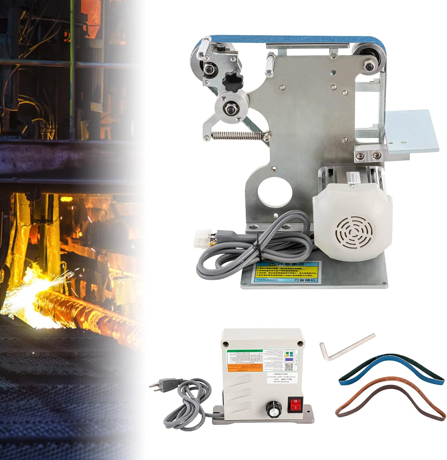 Belt Sander 550W 0.8HP Electric Belt Grinder Machine 30'' x 1'' DIY Desktop Abrasive Belt Machine 6000 RPM Vertical Horizontal Belt Polisher Sharpener Grinder Belt Machine