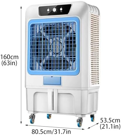 Windowless Air Conditioner, Evaporative Air Cooler with 8 Ice Packs and 90° Oscillation, 3 Speeds Swamp Cooler for Factory Home Office(80.5 * 53.5 * 160cm)