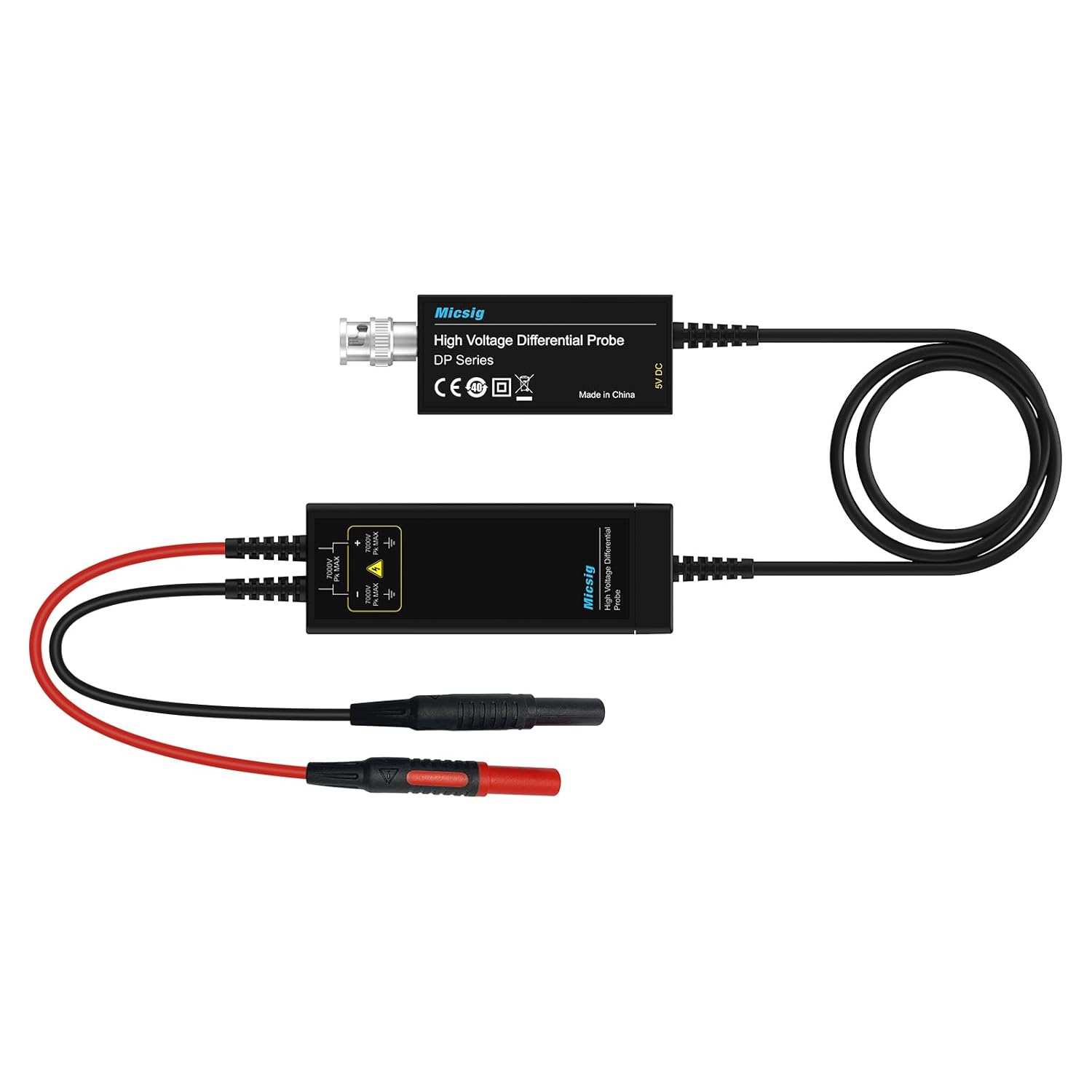 Micsig DP7000 High Voltage Differential Probe Kit, 7000V 100MHz, 3.5ns Rise Time, 100X/1000X Attenuation Rate, Oscilloscope Probe Kit Accessory