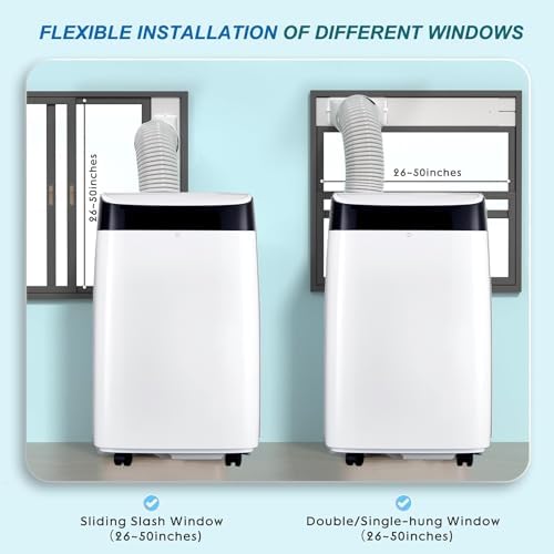 Portable Air Conditioner, 10000 BTU Portable AC Unit with Remote, Pipe Cools, Window kit up to 450 Sq. Ft for Home Office Dorms, White