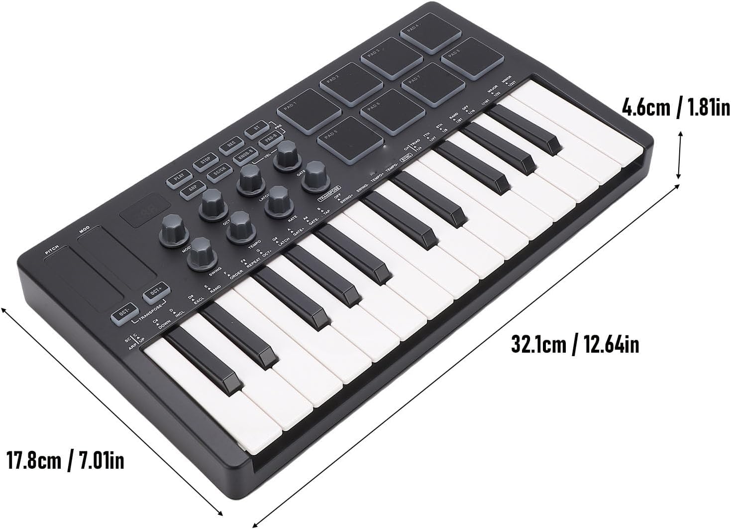 LiebeWH MIDI Keyboard Controller 25 Key Portable Music Production with 8 RGB Pads Connectivity for Computer Recording