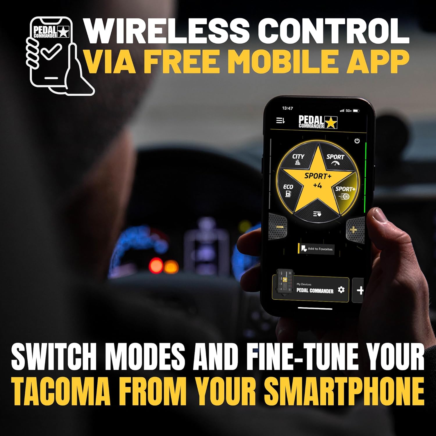 PEDAL COMMANDER Throttle Response Controller Compatible with Toyota Tacoma 2005-2023, Plug-and-Play Upgrade, 4 Driving Modes, App Control and Anti-Theft, Off-Road Performance Mods, Tacoma Accessories