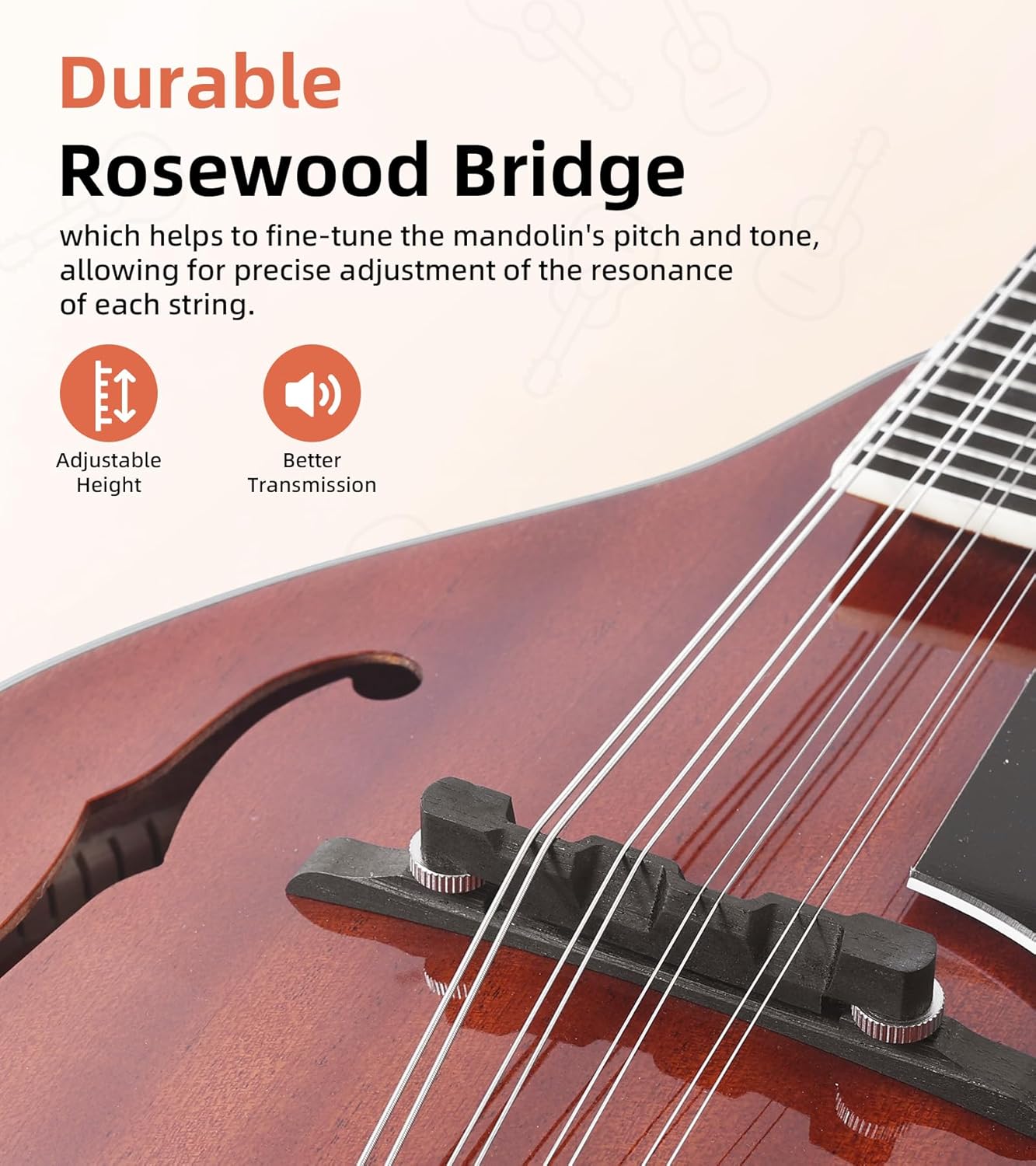 Mandolin Musical Instrument A Style, Acoustic Mandolin Instrument Kit Italian 8 String for Professional Beginners Adults Teens Youth Kids, Sunburst, Glossy