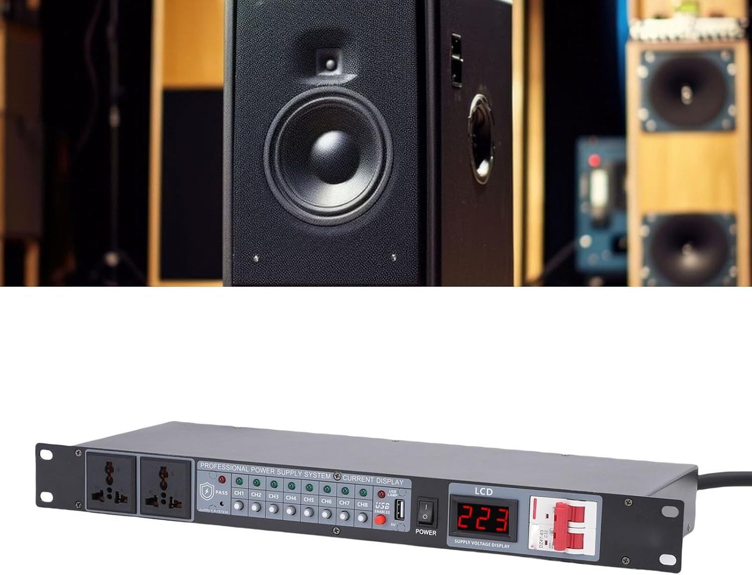 EBTOOLS Power Sequencer, 10 Outlet Rack Mount Power Conditioner with Digital Display and 6 Layer Protection, for Audio Equipment and Professional Sound Systems (US Plug)