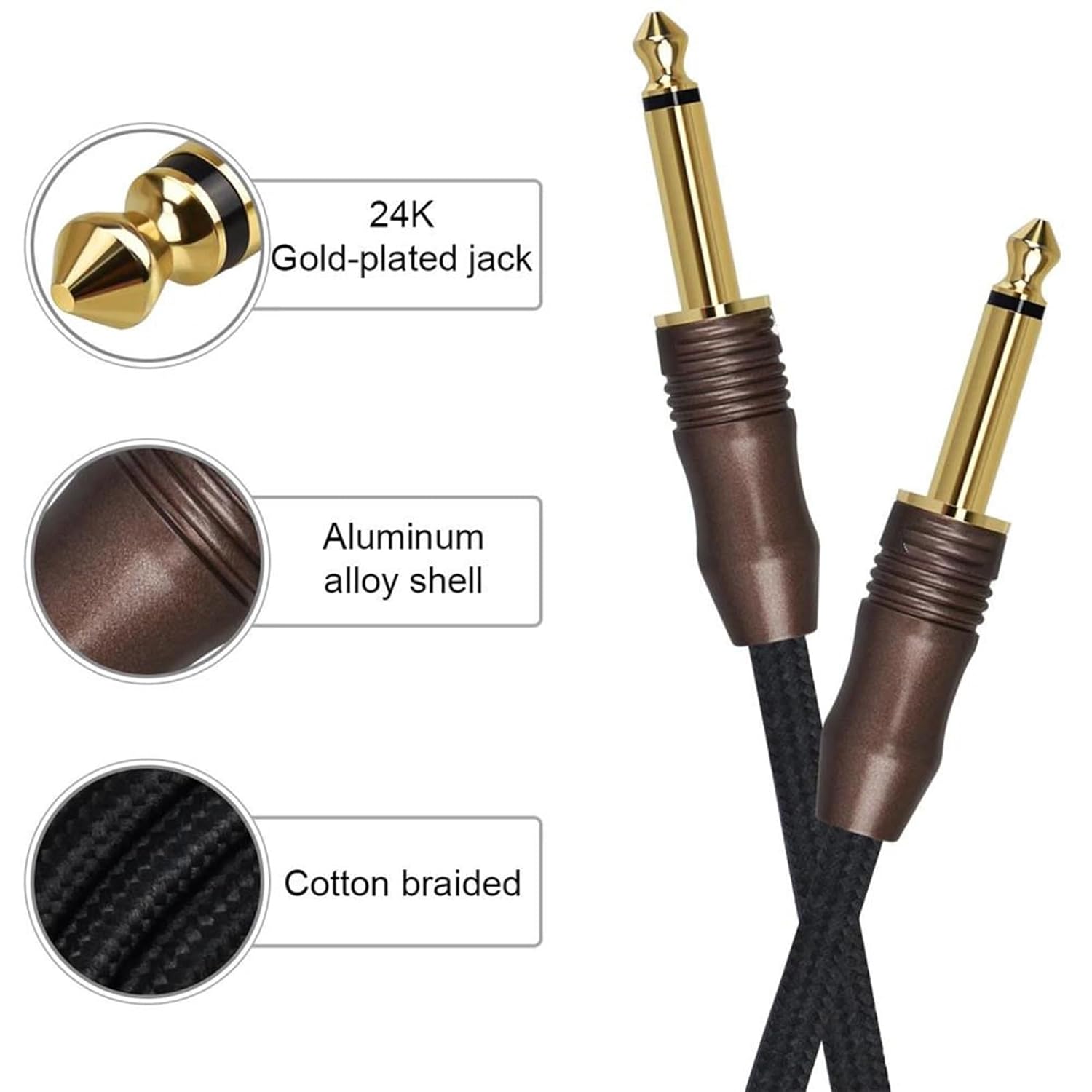 Guitar Audio Cable 6.35mm Cable 1/4inch Guitar Cable Male to Male 6.3 Cable Guitar Lead for Electric Guitar Bass Amplifier(8m)