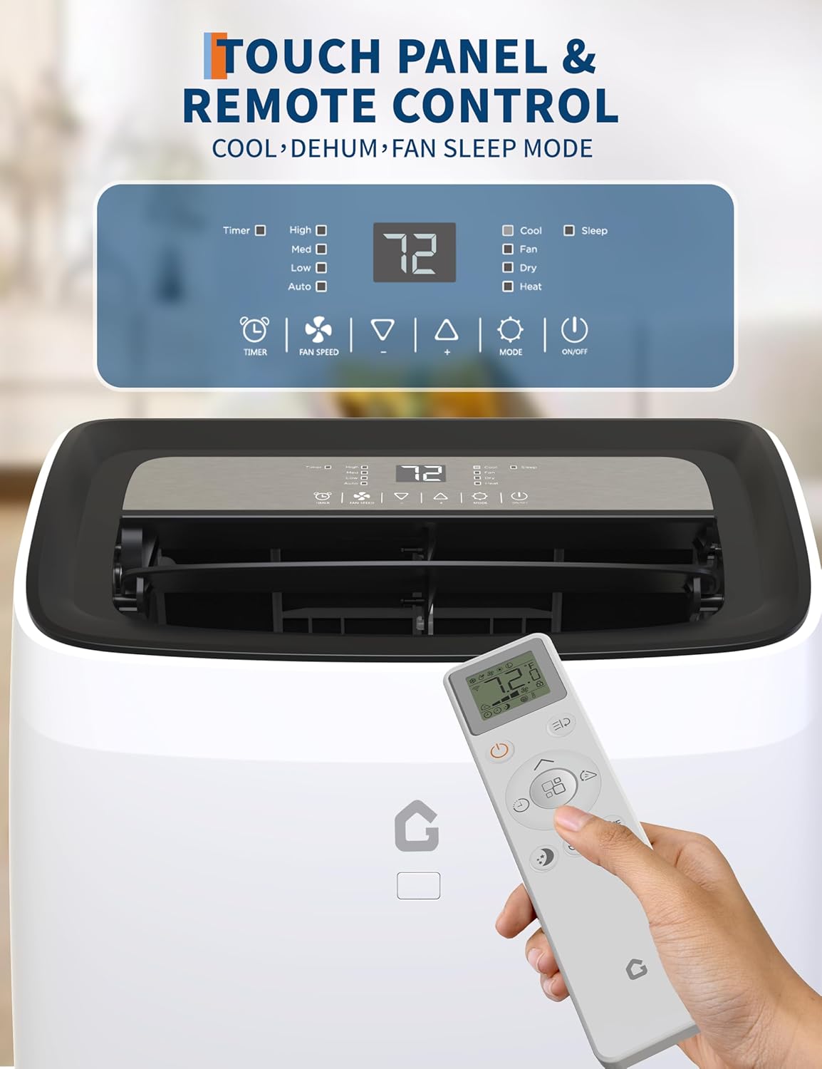 14000 BTU Portable Air Conditioner with Heat, 4 in-1 AC Unit with Fan, Dehumidifier & Heater, Cools & Sleep Mode for Rooms Up to 750 Sq.Ft, Remote Control & 24H Timer Windows Kit Included