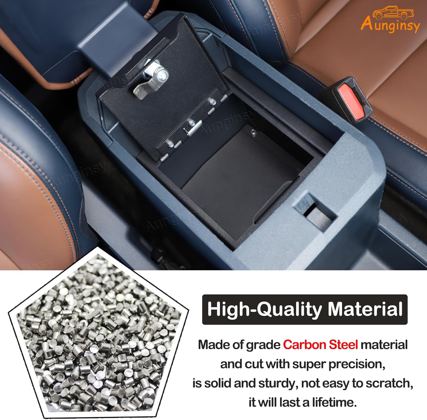 Car Center Console Lock Safe Box Armrest Storage Compatible with Ford Maverick 2022-2025 Center Console Lock Box Armrest Security Organizer Tray Vault with 3 Digit Combo Password Insert Accessories