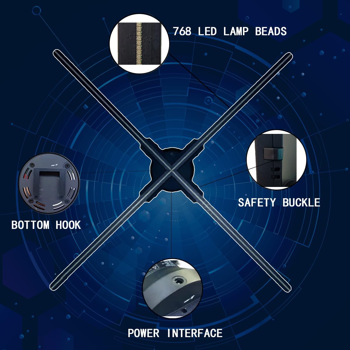 3D Hologram Fan Splicing 25.6