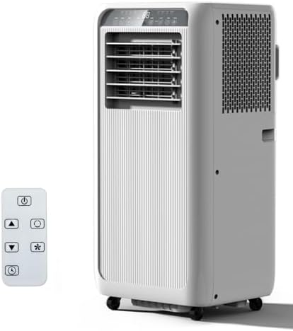 8000 BTUs (ASHRAE) / 5000 BTUs (SACC) Portable Air Conditioner – Ultra-Quiet Indoor AC with Cooling, 39 Pints/Day Dehumidification, 2-Speed Fan, Remote Control, Timer, for Rooms Up to 350 Sq.Ft.