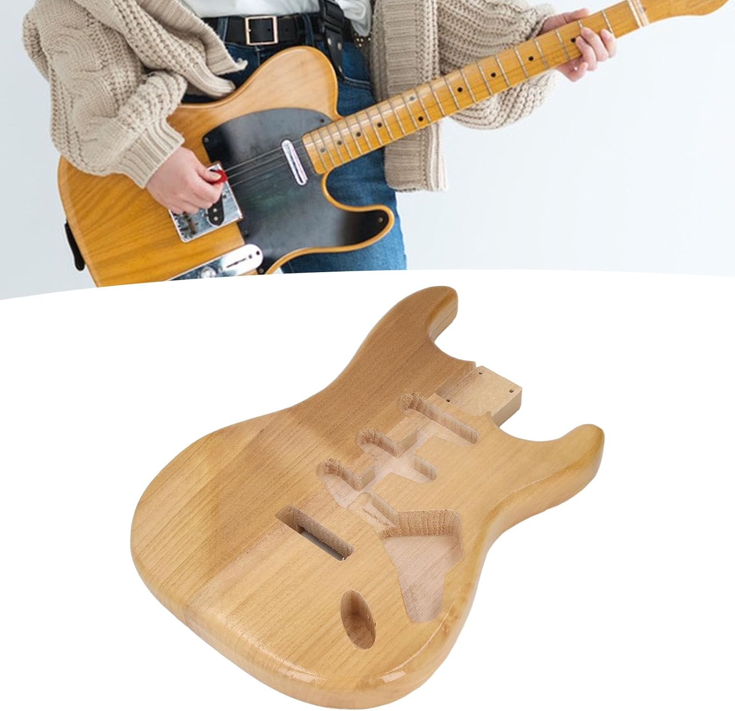 Unfinished Handcrafted Electric Guitar Body, Walnut Wood Blank Triple Single Pickup Hole Guitar Replacement Parts