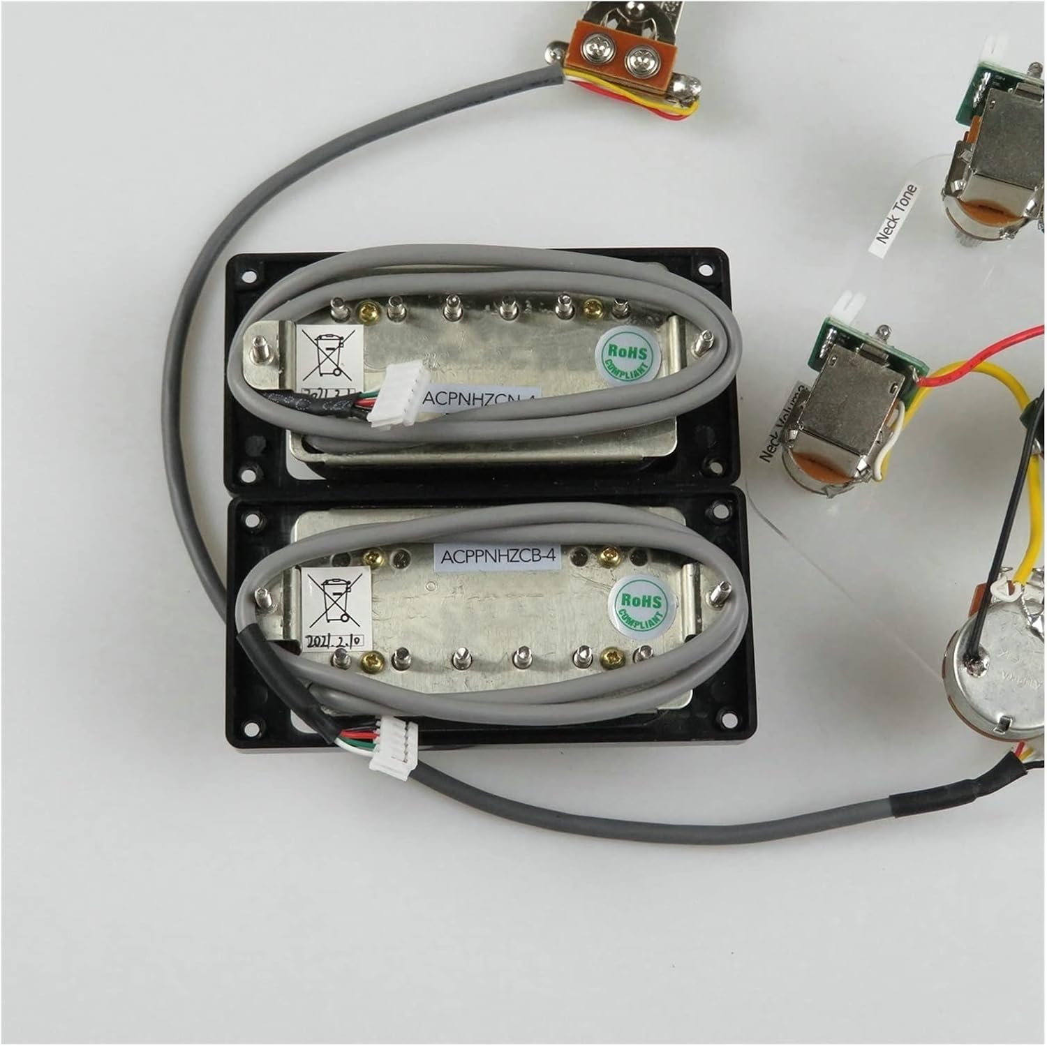 Electric Guitar Pickups Chrome Humbucker PRO Alnico 5 Electric Guitar Pickups Wiring Harness Push-Pull Guitar Pickups for Gibson/Epiphone Guitar Pickup Set (Color : Black BK Frame)