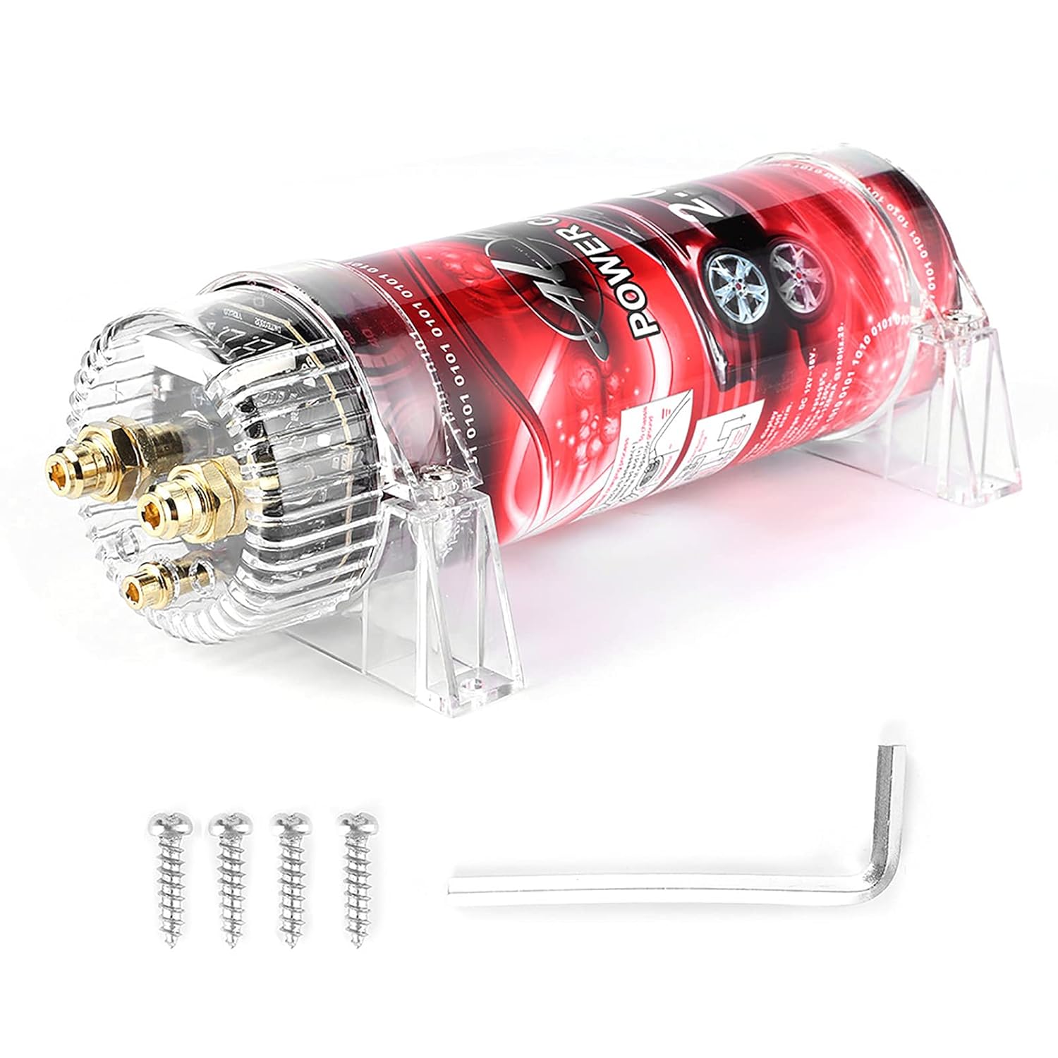 CHICIRIS 2 Power Capacitor Amplifier Voltage Regulator for Systems Up to 2000W Suitable for Audiophiles Aluminum Alloy + ABS Red LED