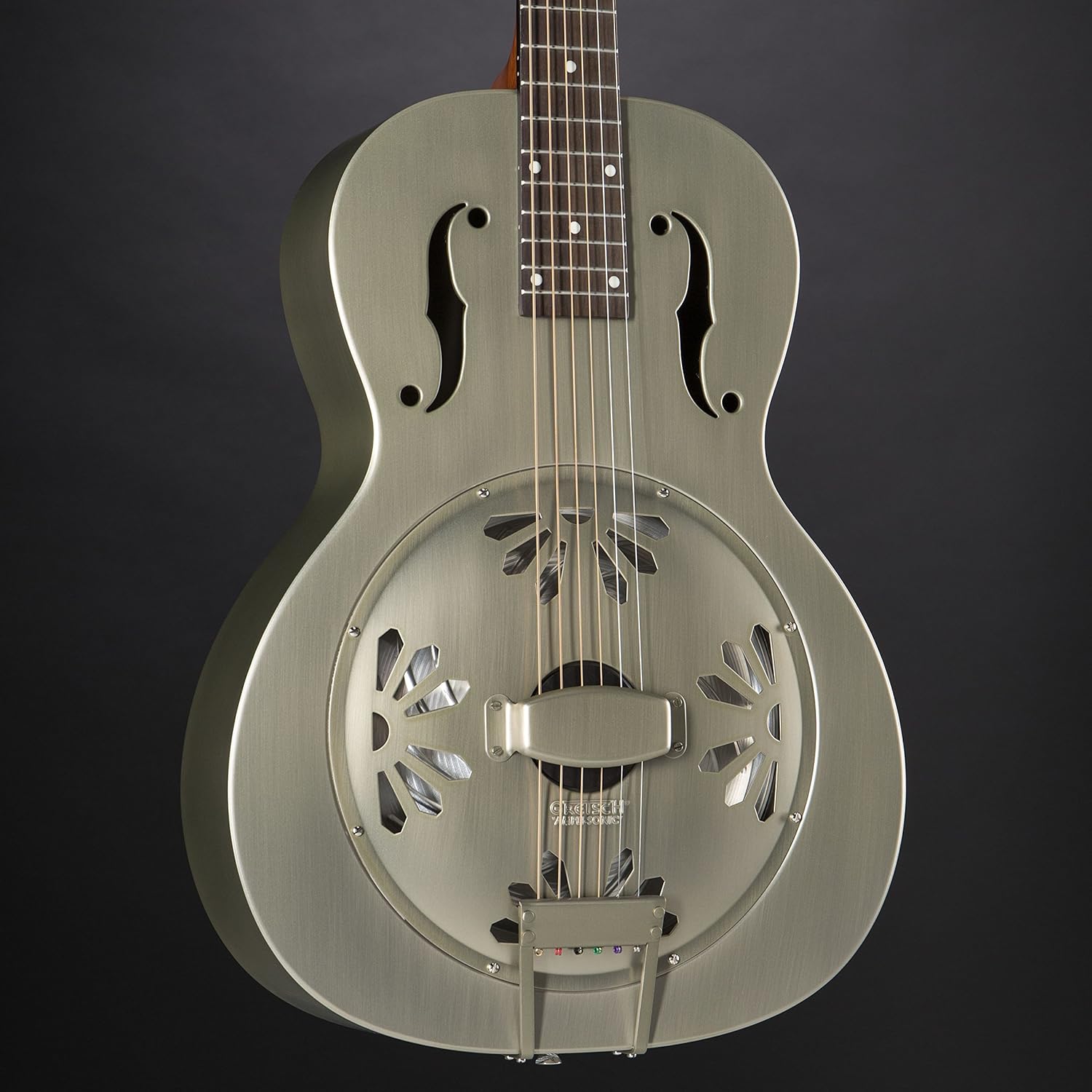 Gretsch G9201 Honey Dipper Round-Neck, Brass Body, and Padauk Fingerboard 6-String Resonator Guitar (Right-Handed, Weathered Pump House Roof)