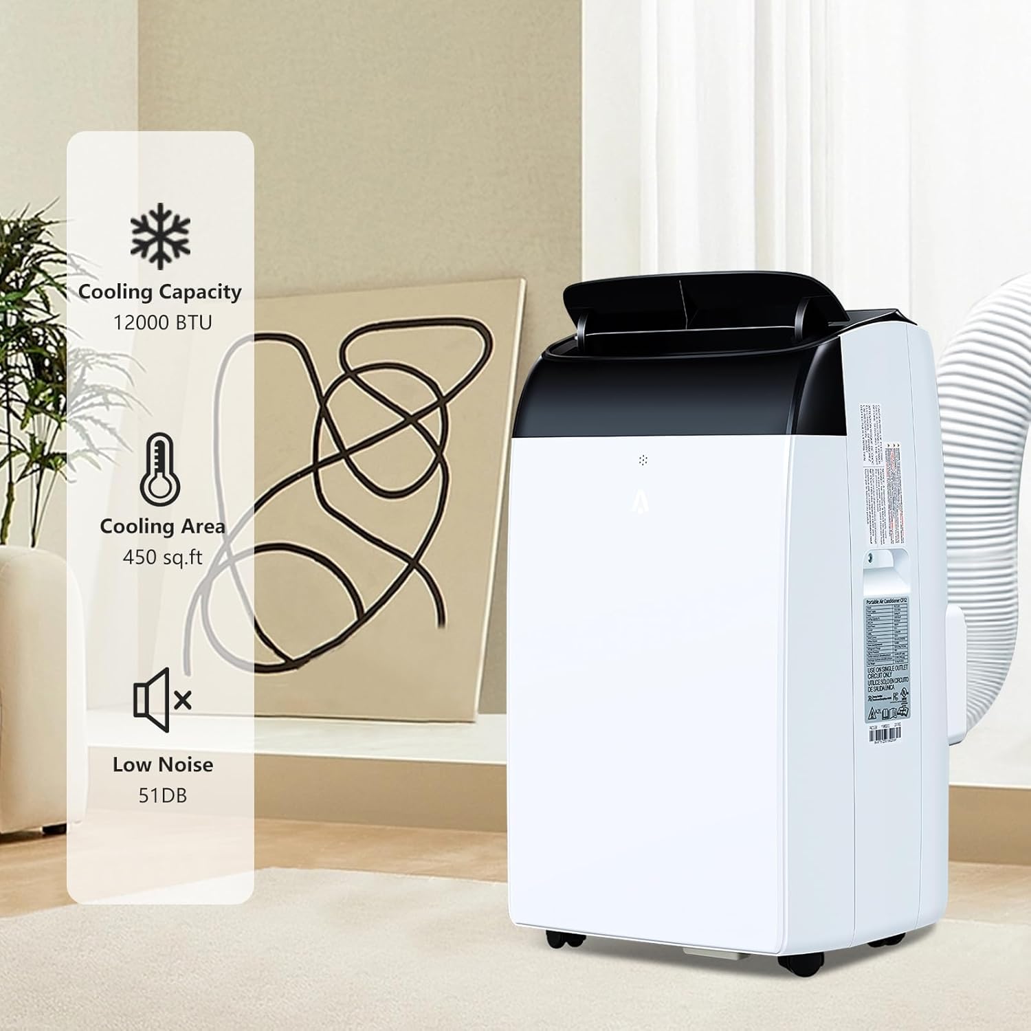 Portable Air Conditioners, Cools Rooms Air Conditioners Up to 450 Sq. Ft, 12000 BTU AC Unit, 3-in-1 with Built in Dehumidifier, Fan, Quiet Operation, Sleep Mode, Remote Control Included