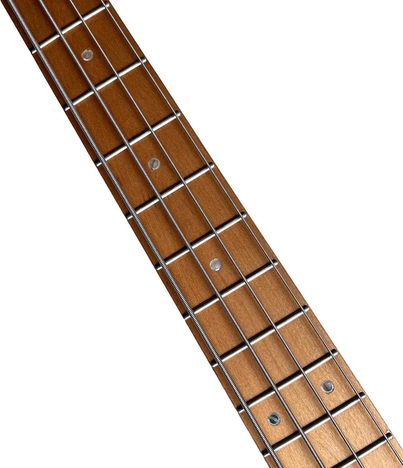 4-String Headless Electric Bass Guitar with ASH Body & Roasted Maple Neck – Active/Passive J-Style Pickups, 24 Stainless Steel Frets, Matte Finish Solid Body Bass (Dark Red with Bag)