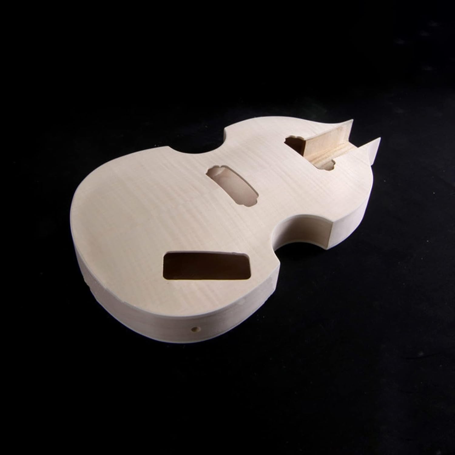 DIY Semi Hollow Basswood with Flamed Mapl Veneer Top Body Electric Bass Guitar Kit Unfinished Guitar Set