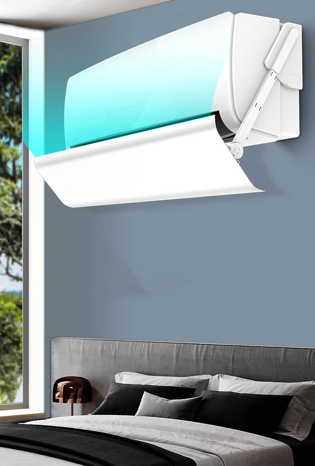 Air Conditioner Windshield, Wall-Mounted Anti-Direct Blowing Wind Deflector, Retractable Design, No Perforation Installation for Optimal Comfort
