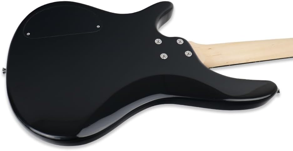 electric bass guitar full size standard 4strings glossy black 34inch scale length 24frets maple neck phoenix body fixed bridge 2V 2T control for beginner starter practice show (BK-YIB30)