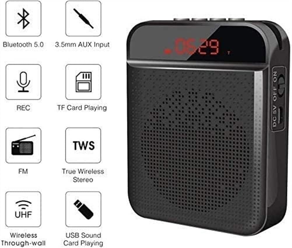 Portable Voice Amplifier with Headset Microphone, Personal Speaker Mic Rechargeable Ultralight for Teachers, Elderly, Tour Guides, Coaches, Presentations, Meetings and Outdoors (Color : Pink)