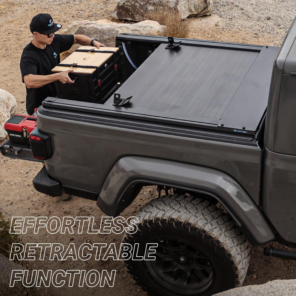 Syneticusa MR Retractable Hard Tonneau Cover with Crossbars Fits 2004-2026 Ford F-150 5.5' (67”) Truck Bed Waterproof Accessories