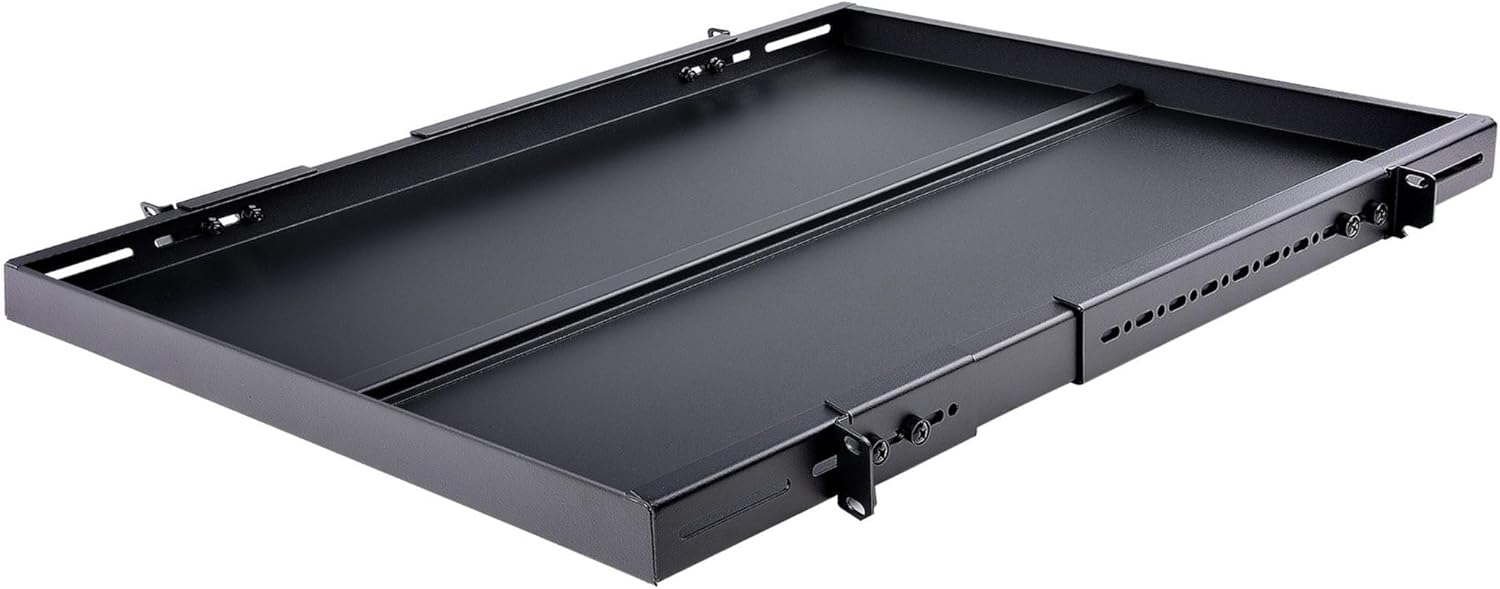 StarTech.com 1U 4-Post Adjustable Server Rack Mount Shelf - 330lbs(150 kg) - 19.5 to 38in Adjustable Mounting Depth Universal Tray for 19