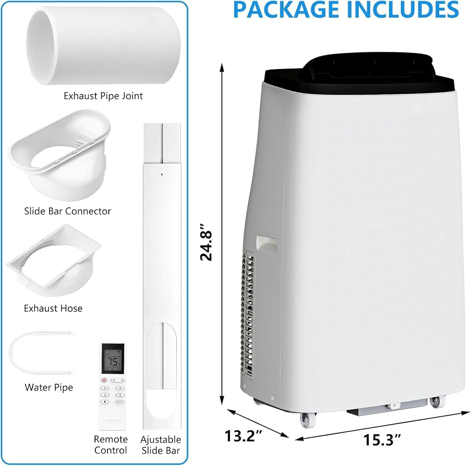 14,000 BTU Portable Air Conditioners, Portable AC Unit for Room up to 700 sq.ft, Floor AC Unit with Fan & Dehumidifier, Remote Control, Easy-to-use windowa kit for Room Office