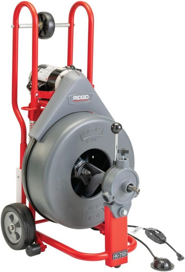 RIDGID 41977 K-750-SE Drum Machine Kit with Auto Feed for Drain/Sewer Lines