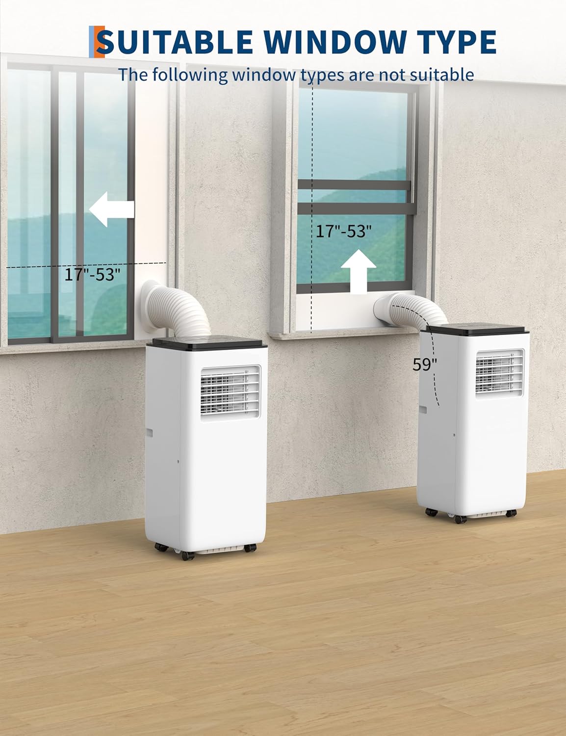 80000 BTUs (ASHRAE) / 5000 BTUs (SACC) Portable Air Conditioner – Ultra-Quiet Room AC with Cooling, 39 Pints/Day Dehumidification, 2-Speed Fan, Remote Control, Timer, for Rooms Up to 350 Sq.Ft.