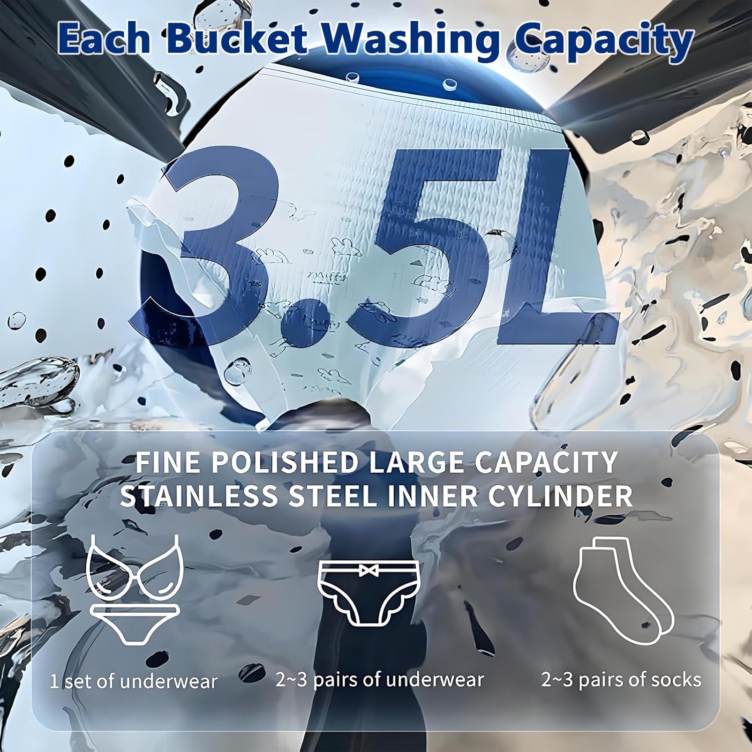 BANGBANGJI Compact Mini Twin Tub Washing Machine, Compact Laundry Washer and Spinner, Each Bucket Washing Capacity 3.5L, 45dB Ultra Quiet, for Small Clothes, Underwear and Socks Desktop