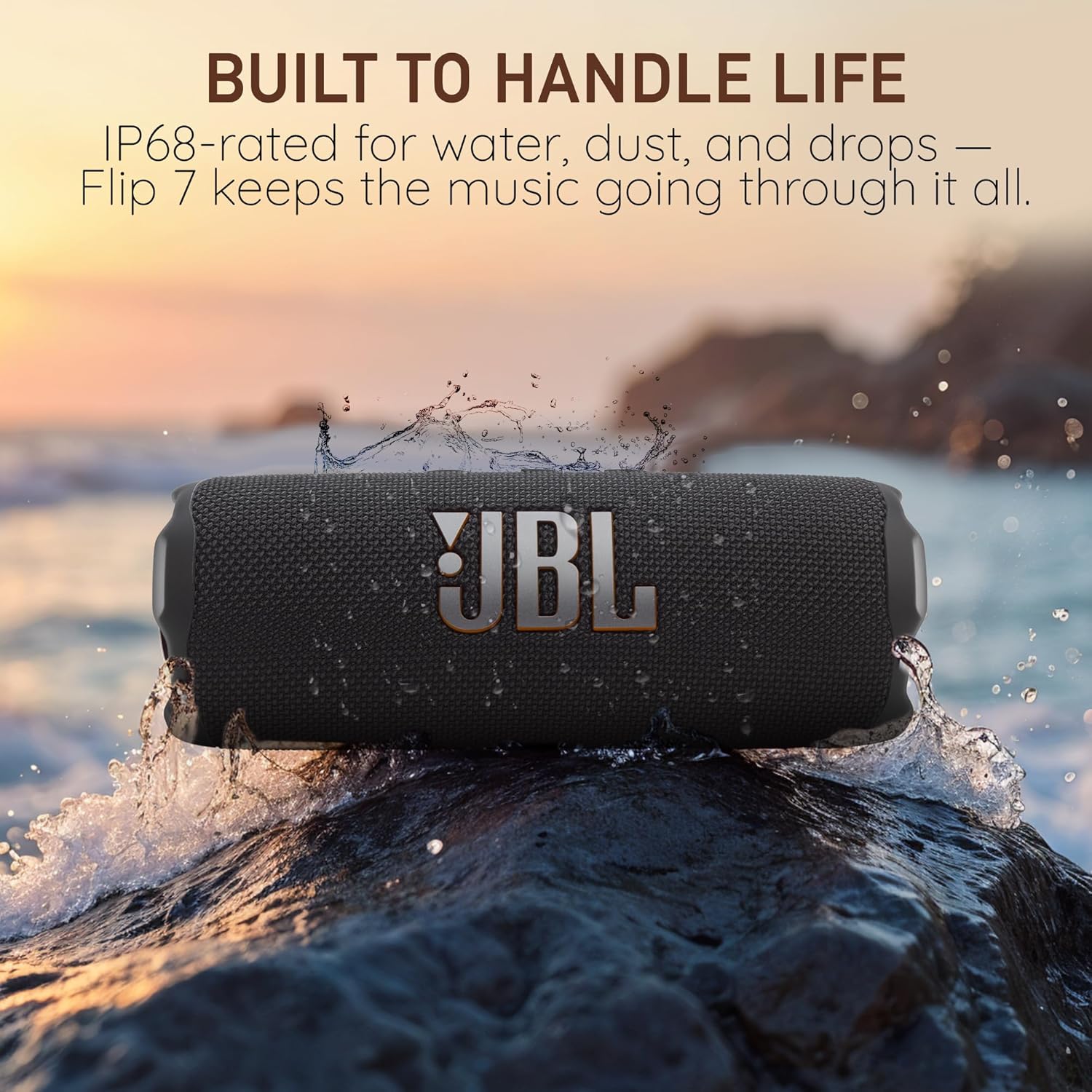 JBL Flip 7 Portable Bluetooth Speaker, IP68 Waterproof, Dustproof, Drop-Proof, PushLock System, AI Sound Boost, 16H Battery – White – Boom h's Comprehensive Ultimate Performance Cloth Solution