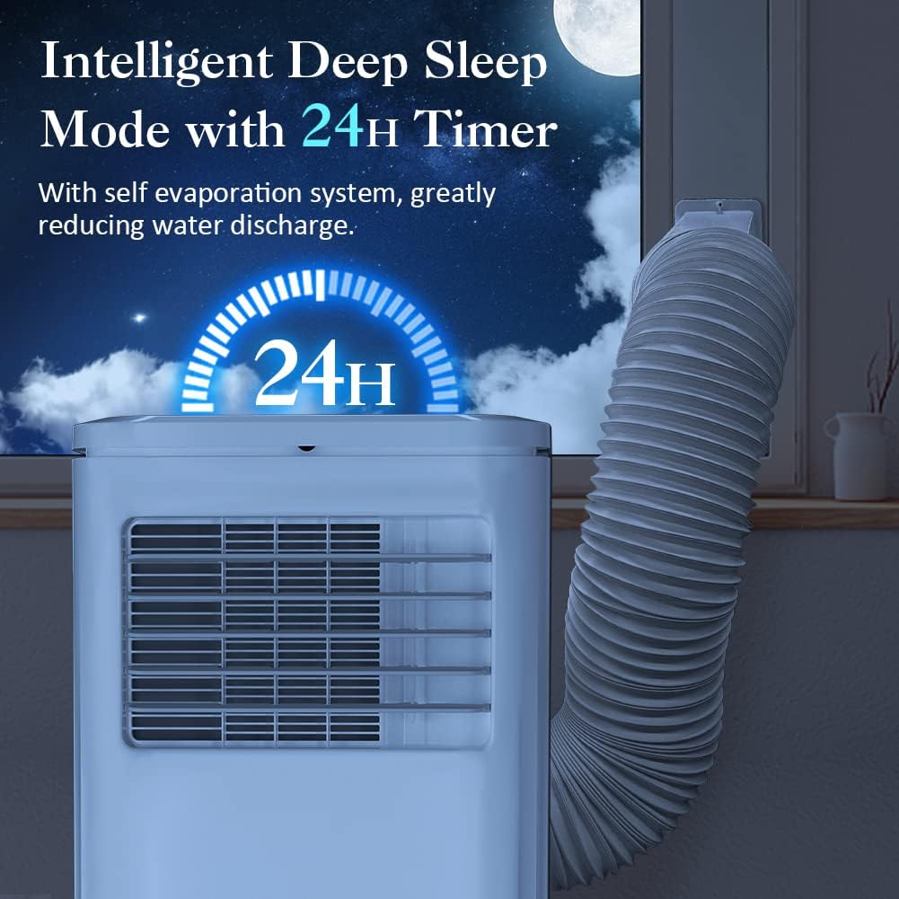 10000 BTU Portable Air Conditioner for Cool Up to 350 Sq.Ft. Large Room, LifePlus 3 In 1 Portable AC Unit w/Dehumidifier & Fan, Auto Swing, 24H Timer & Window Ventilation Kit, Low Noise for Bedroom