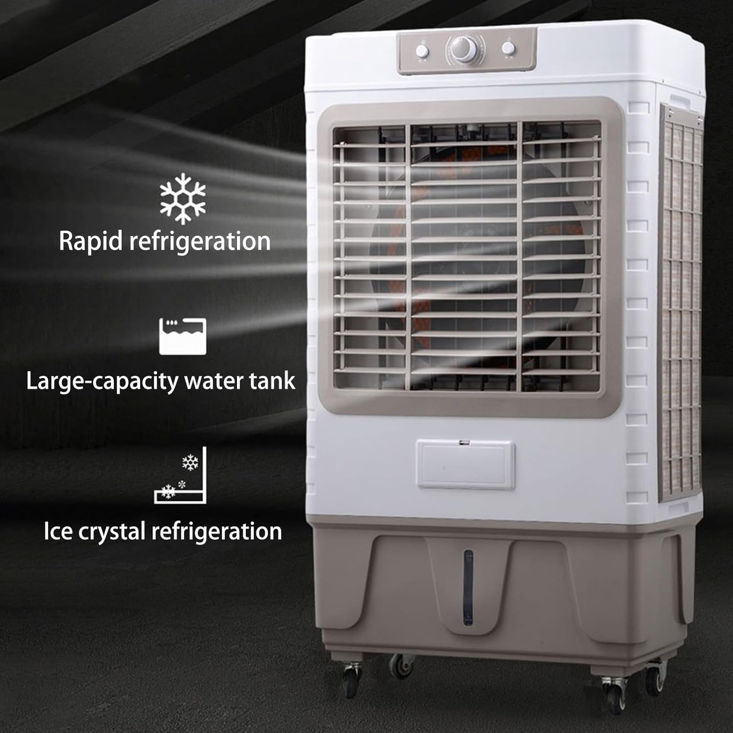 Portable Air Conditioners, 3-IN-1 Evaporative Air Cooler with 3 Speeds and Water Tank, Personal Swamp Cooler for Home Office Factory(67.5 * 42.5 * 118.5cm)
