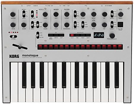 Korg Monologue Monophonic Analog Synthesizer - Silver Bundle with Power Supply and Austin Bazaar Polishing Cloth