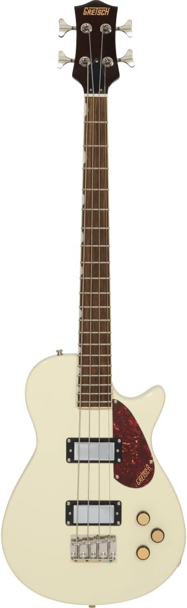 Gretsch Streamliner Jet Club Single-Cut 4-String Right-Handed Bass Guitar with Nato Body and Laurel Fingerboard (Vintage White)