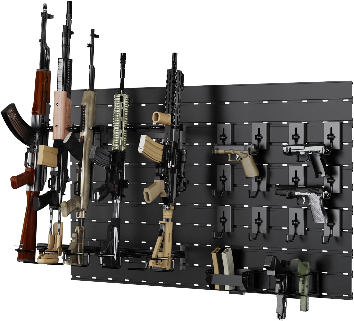 Gun Rack for Wall - Heavy-Duty Aluminium Tactical Rifle/Carbine/Shotgun Storage Wall Mount, Modular Gun Slatwall Panel Mount System - Firearms Accessory Organizer