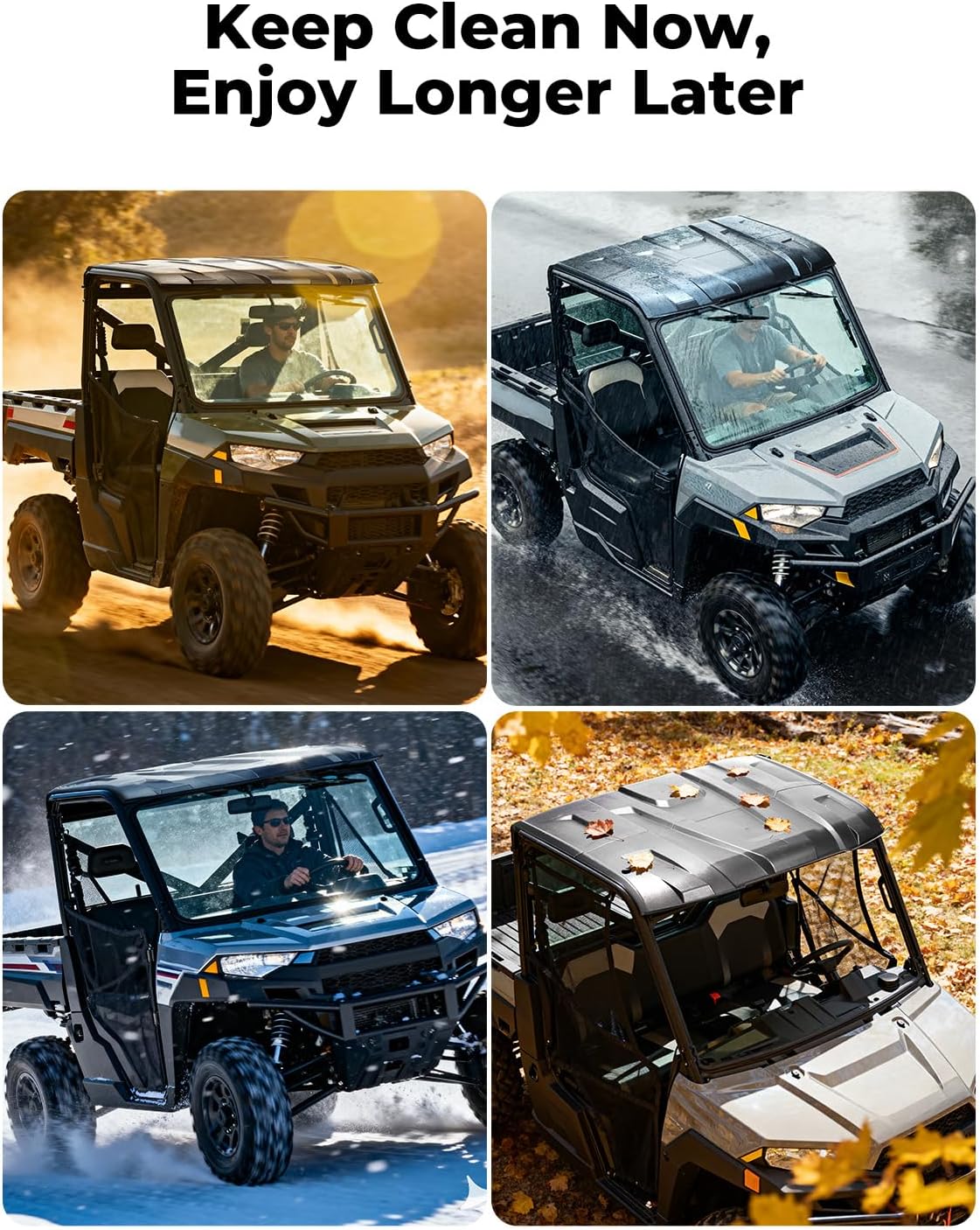 KEMIMOTO Roof Top Hard 3-Seat Compatible with Polaris Ranger XP 1000/1000/ XP 900 Accessories Combination Sport Roof Top Replace #2882911 (NOT Fit 2016+ Full Size 570 Roll Bar Cage)