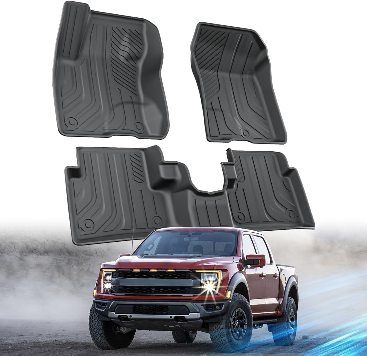 Car Floor Mats & Truck Bed Liner for Ford Maverick 2022-2024 2025 2026 Accessories,TPE All Weather Protection Floor Mats,Custom Fit 1st&2nd Row Car Floor Liners Set