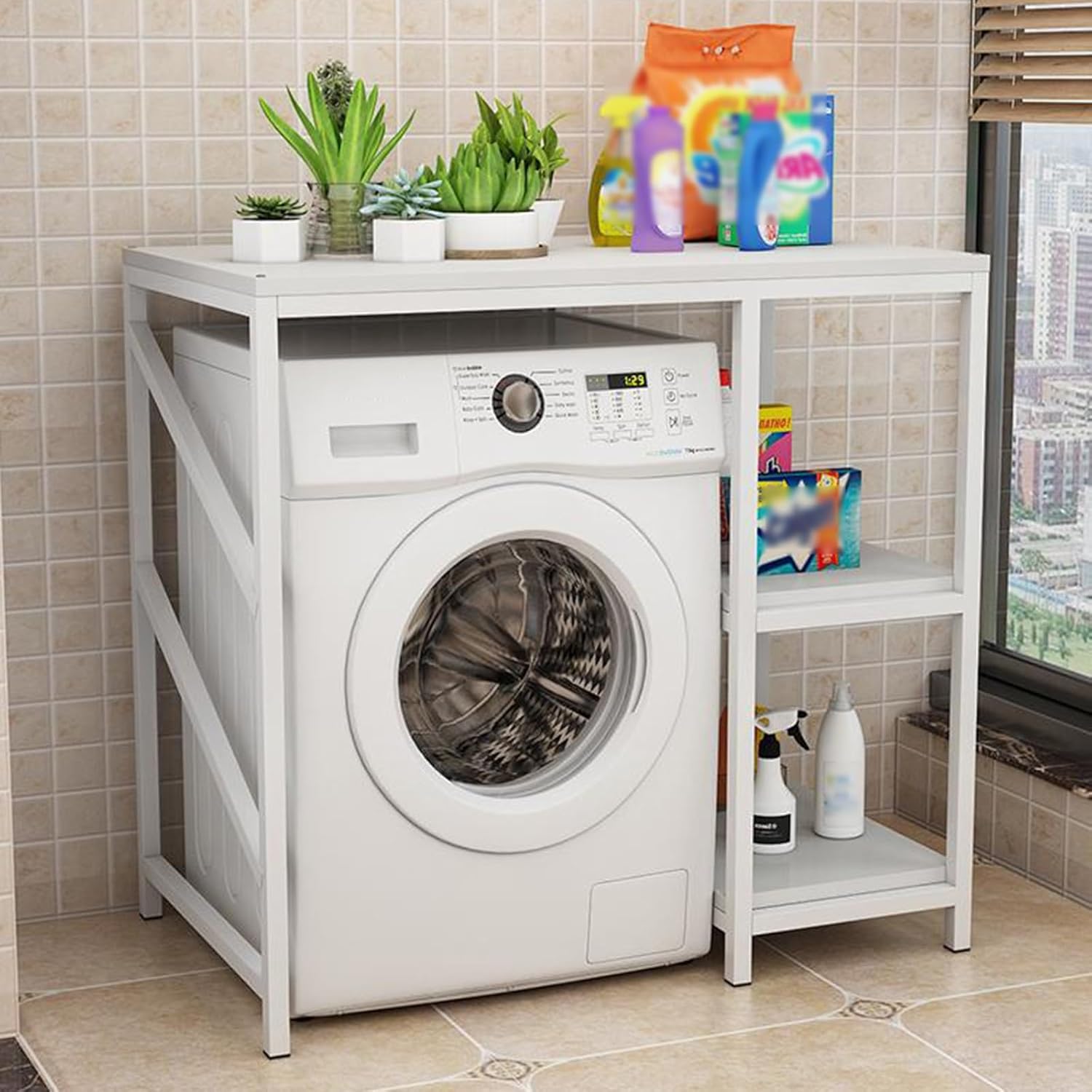 Washing Machine Storage Rack, Large Capacity Multifunctional Laundry Rack Storage Unit for Drum Washing Machine (C)