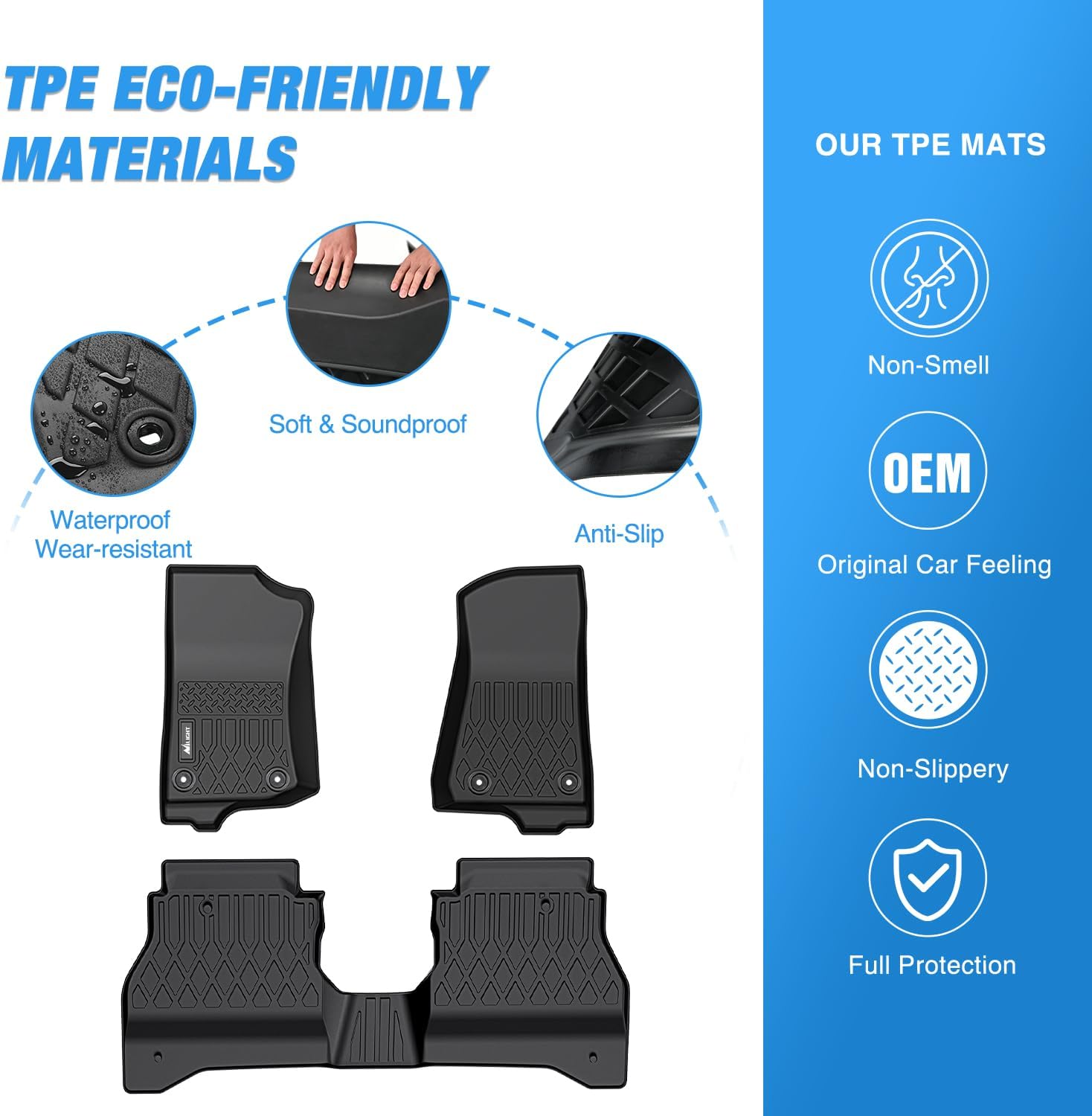 Nilight TPE Floor Mats for Jeep Gladiator JT 2020 2021 2022 2023 2024 2025 2026 All Weather Custom Fit Heavy Duty Floor Liners