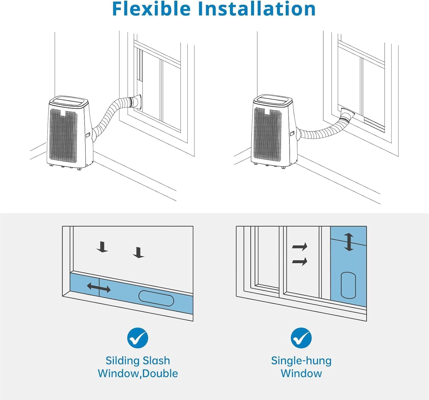 14,000 BTU Portable Air Conditioner, 3-In-1 Cooling, Fan & Dehumidifier for Up to 750 Sq.Ft, Smart AC Unit with Remote Control for Large Rooms, Offices, and Temporary Spaces