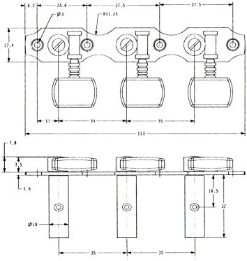 Rubner Germany Classical Guitar Tuners Set 100 Model - Solid Brass - Standard Spacing