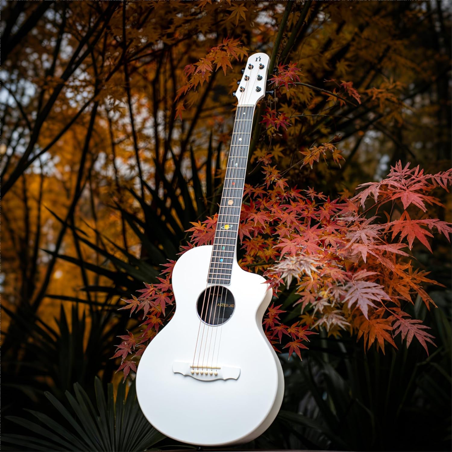 Natasha Asteroid Carbon Fiber 38-inch White Folk Guitar,Acoustic Guitars/Travel Guitars,Integrated Casting With Carbon Fiber Composite Material, light and portable